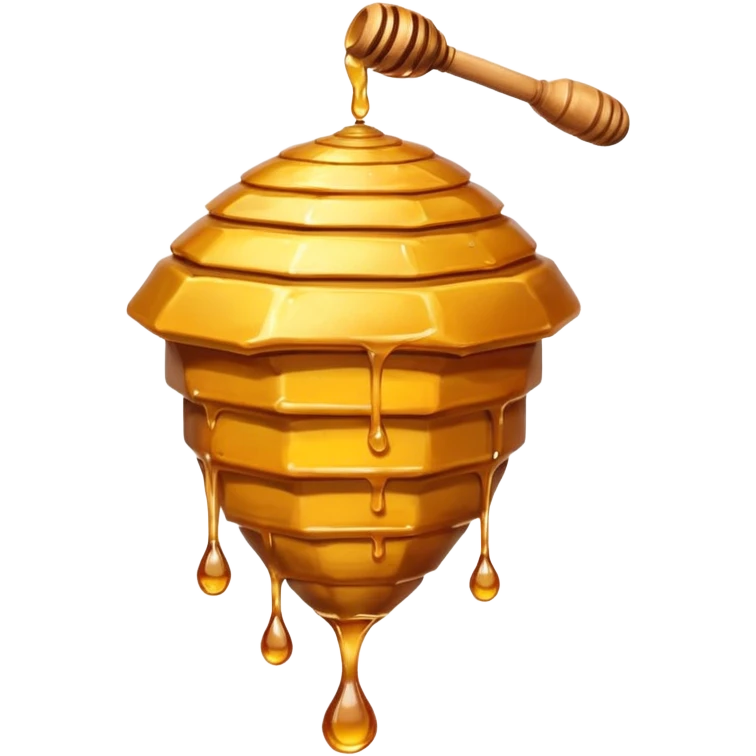A hanging beehive dripping golden honey from its base. emoji