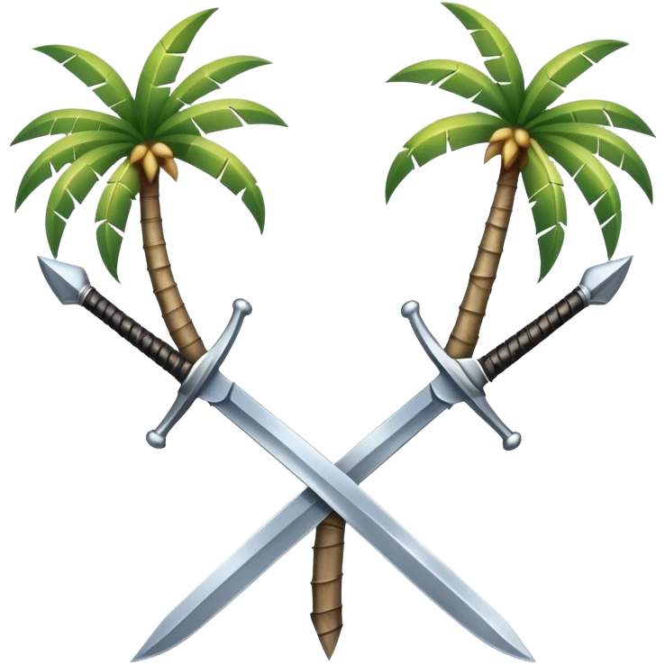 two crossed swords with a palm tree in the middle emoji