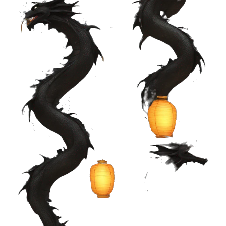 Black Dragon with lanterns on its tail emoji