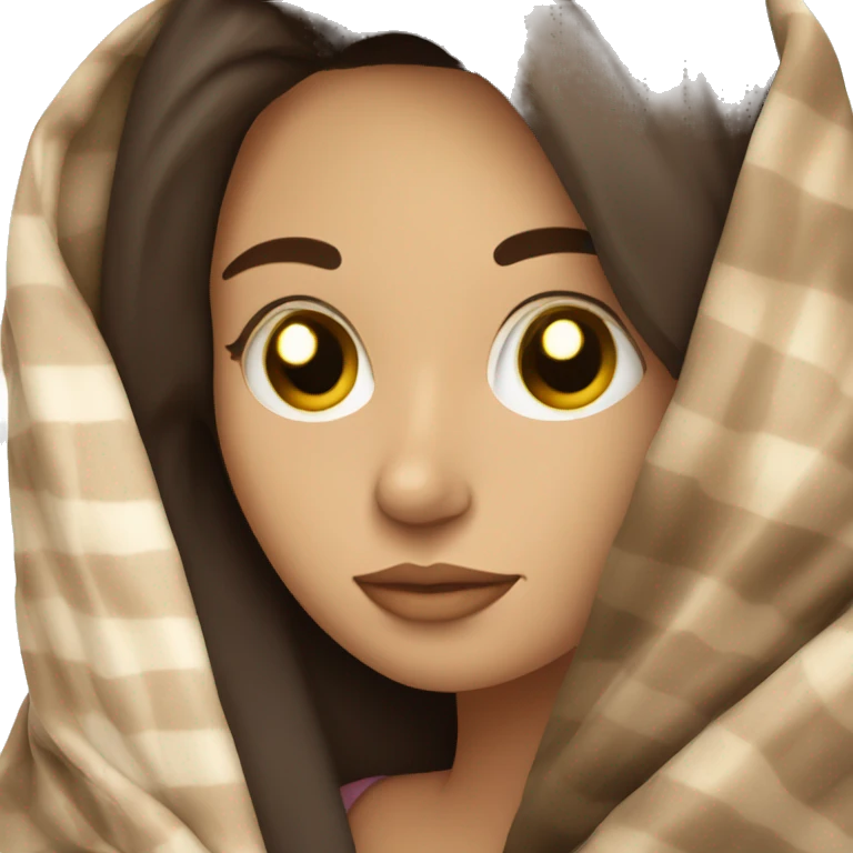 girl brunette inside a blanket sipping coffee eyes closed emoji