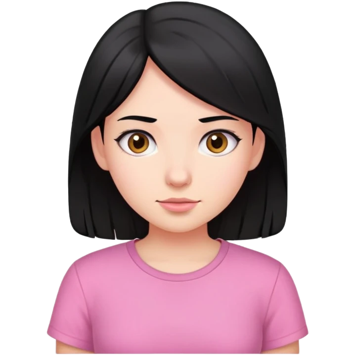 girl with medium black hair wearing a pink shirt emoji