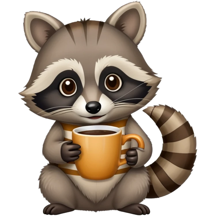 Raccoon drinking coffee emoji