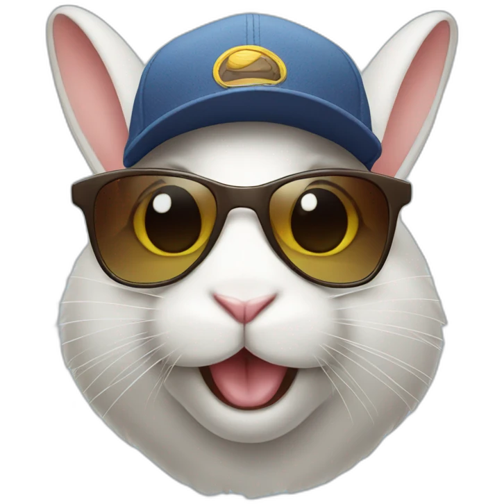 Rabbit with cap and sunglasses emoji