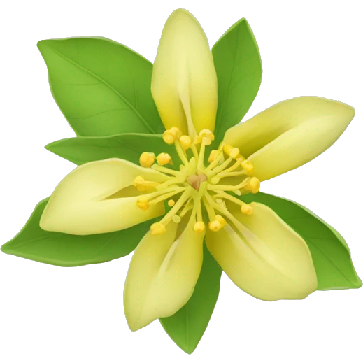 Ashwagandha flower with greenish-yellow petals and a central yellow stamens emojis emoji