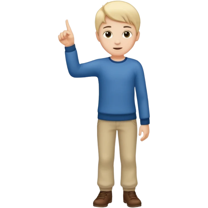 A boy poitning at someone next to him. Full body. emoji