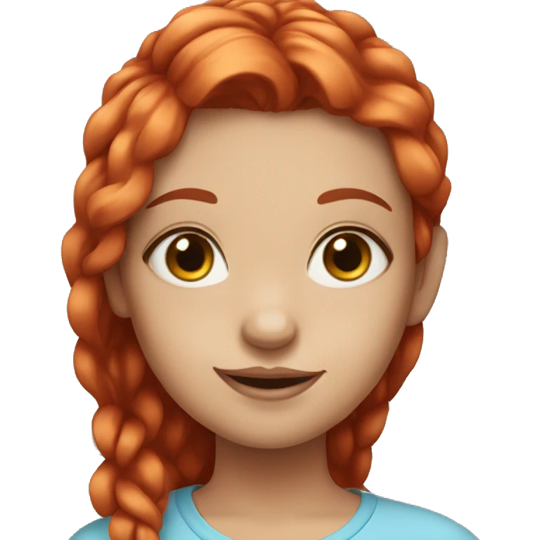 girl with red hair, blue eyes, red nails emoji