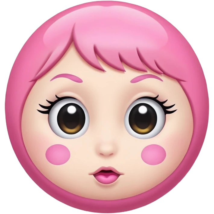 pink ball with big eyelashes and big cheeks emoji