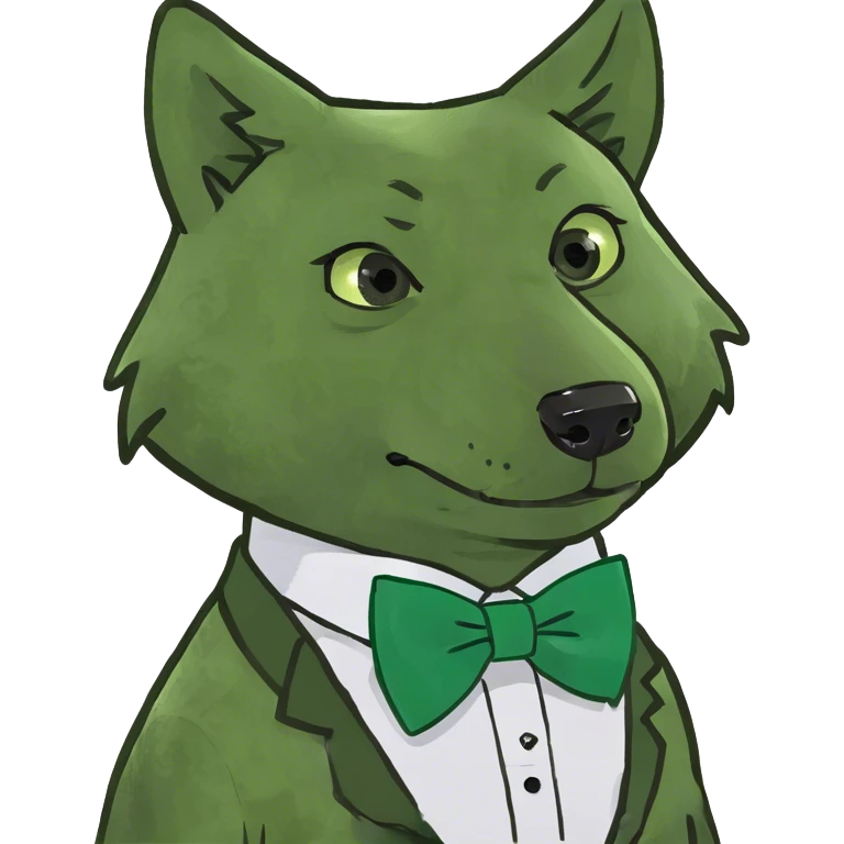 Wolf wearing a bow emoji