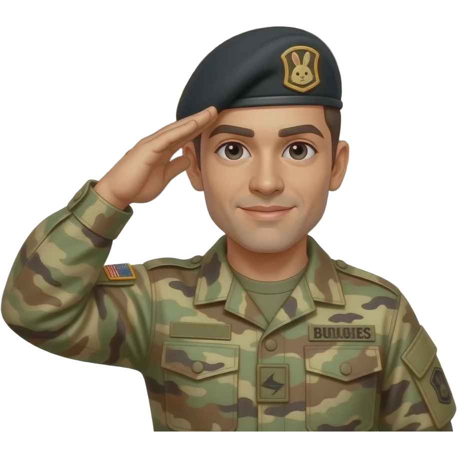 army fatigues saluting  text Killer Bunnies emoji