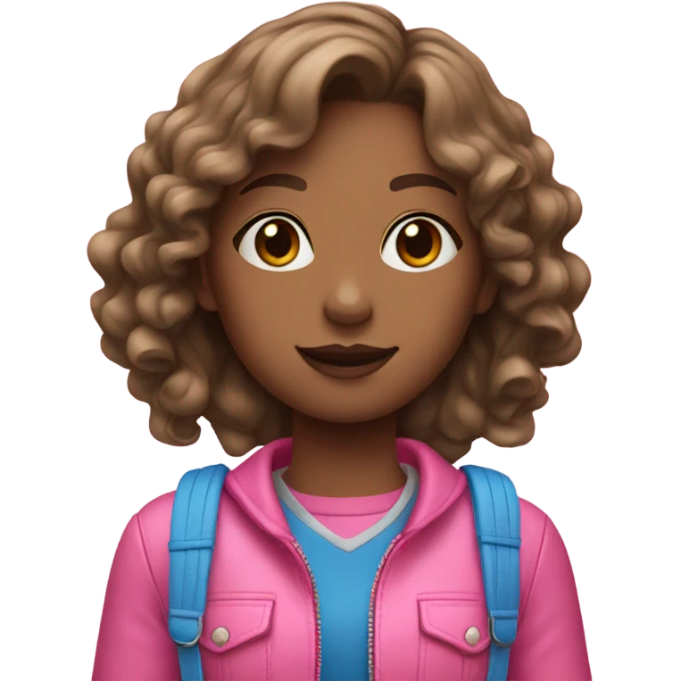 Girl with pink and blue outfit with a pink purse  emoji