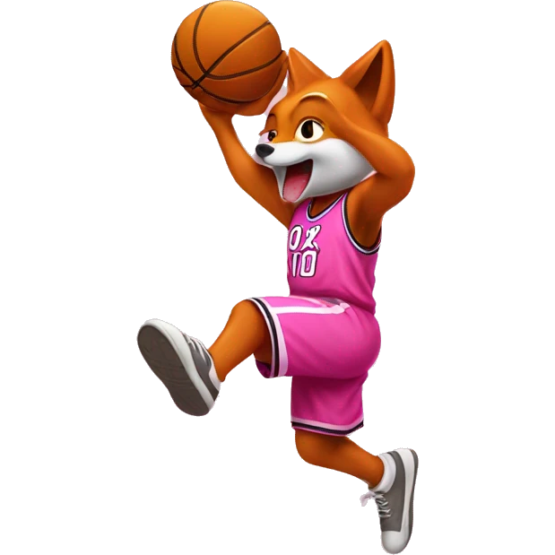 teenage fox dunking a basketball in pink emoji
