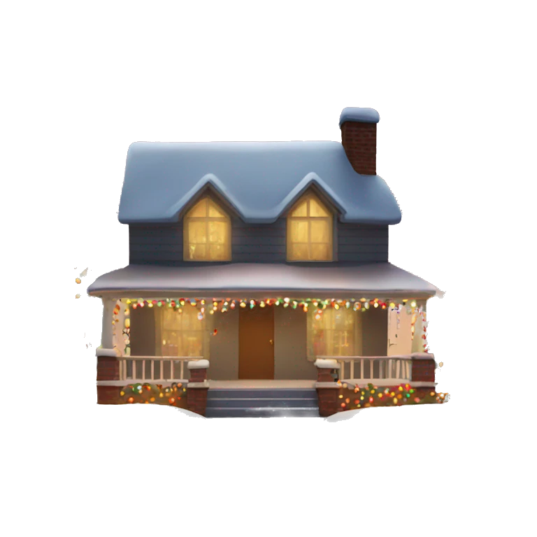 House with Christmas lights emoji