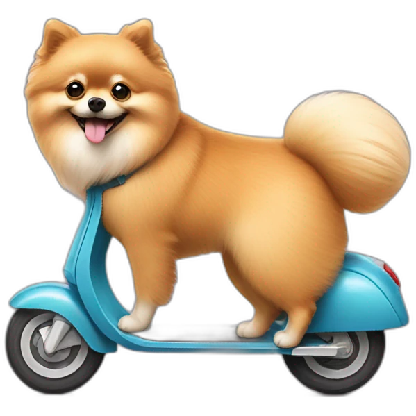 pomeranian riding scooter emoji