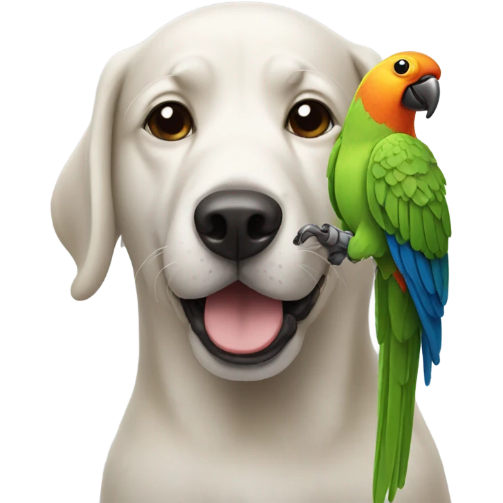 Dog holding a parrot  emoji