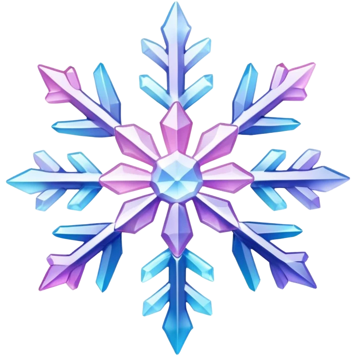 Gradient iridescent Pastel Pink violet blue white crystal snowflake  emoji