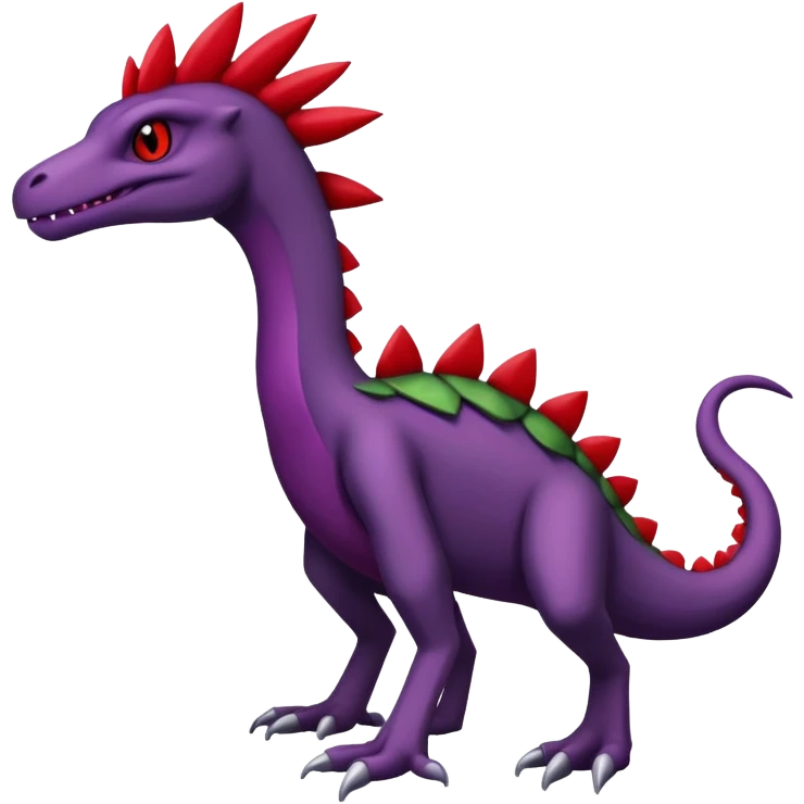 Black and purple and red Sceptile-Salazzle-Pokémon-Fakémon-creature emoji