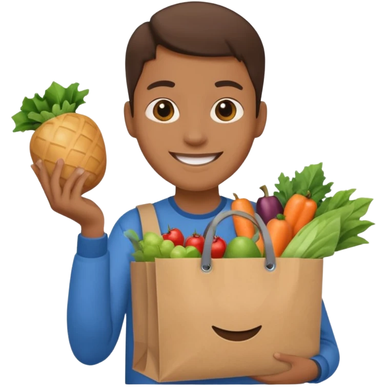 holding a grocery shopping emoji