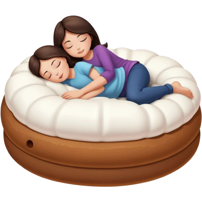 brunette girl sleeping on a giant marshmallow bed emoji