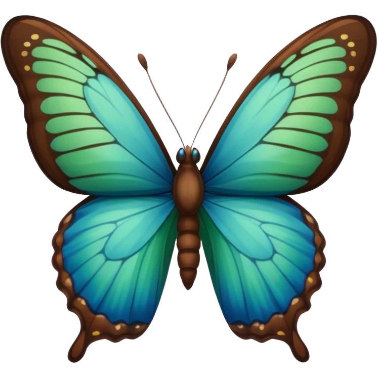 A butterfly with blue edges, green wings, and a brown body  emoji