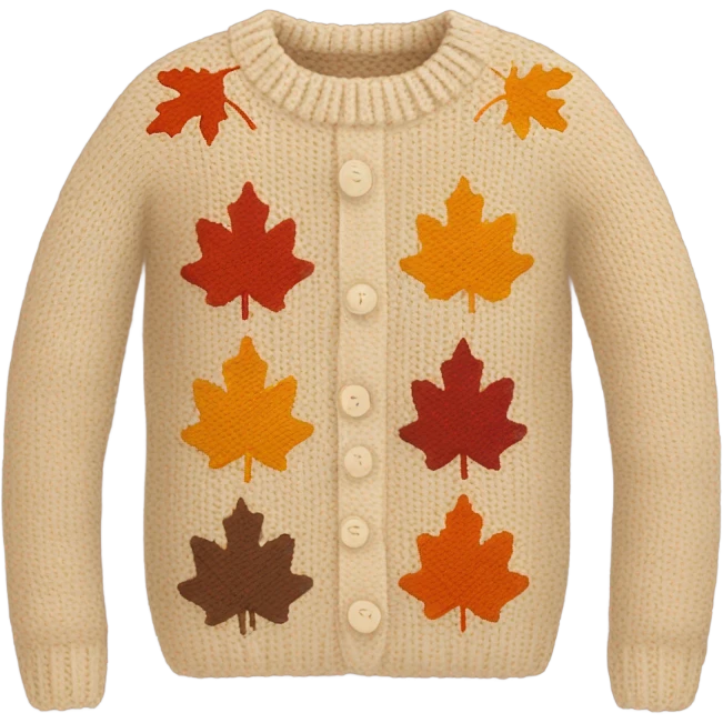 Knit sweater with fall design emoji