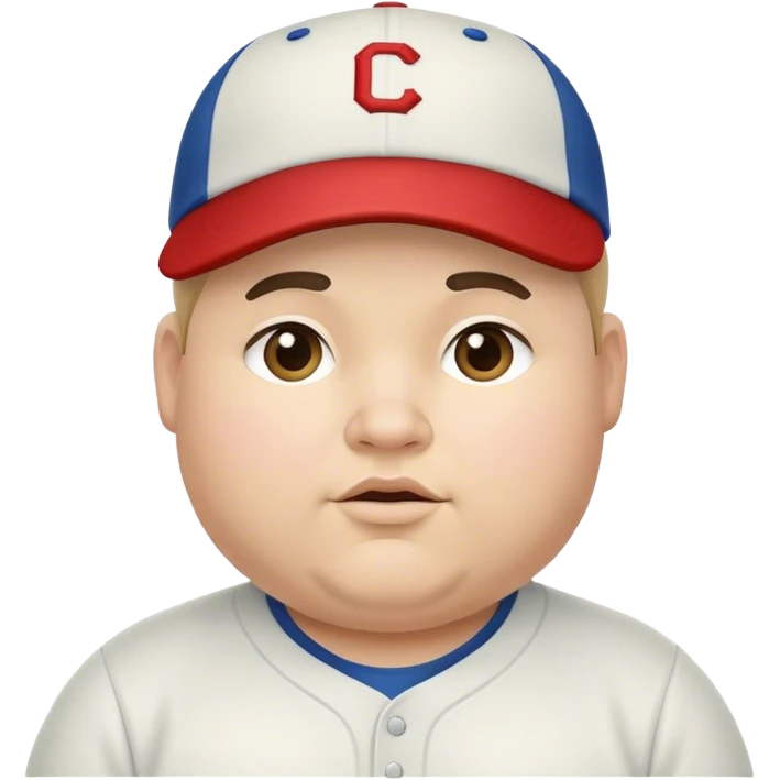 Chubby male in baseball cap emoji