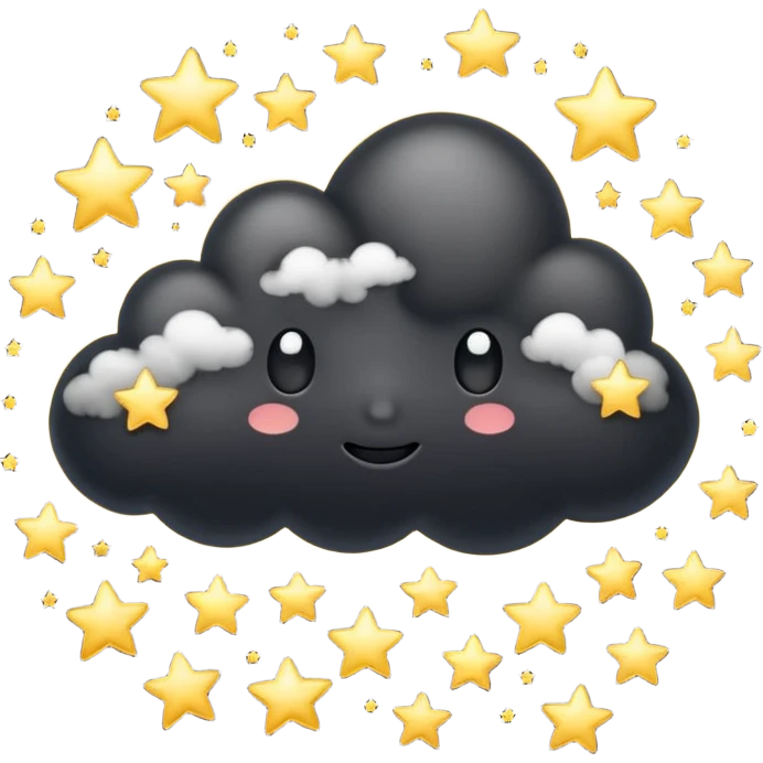 Black cloud with shiny stars emoji