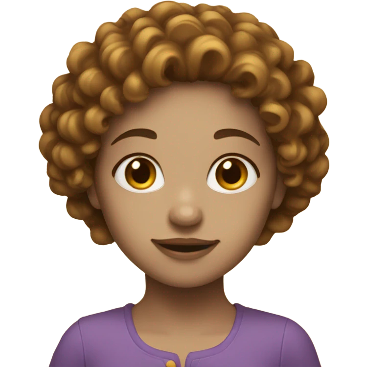 A girl with white skin with brown curly hair with a golden strand emoji