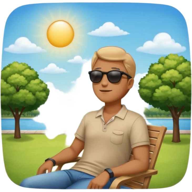 Guy relaxing in park facing towards the sky emoji