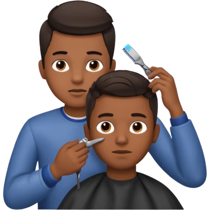 Barber cutting boys hair emoji