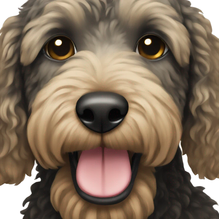 Black golden doodle dog emoji