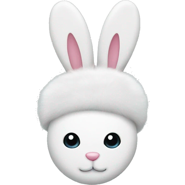 White fur bunny ear hat, bunny ear downwards  emoji