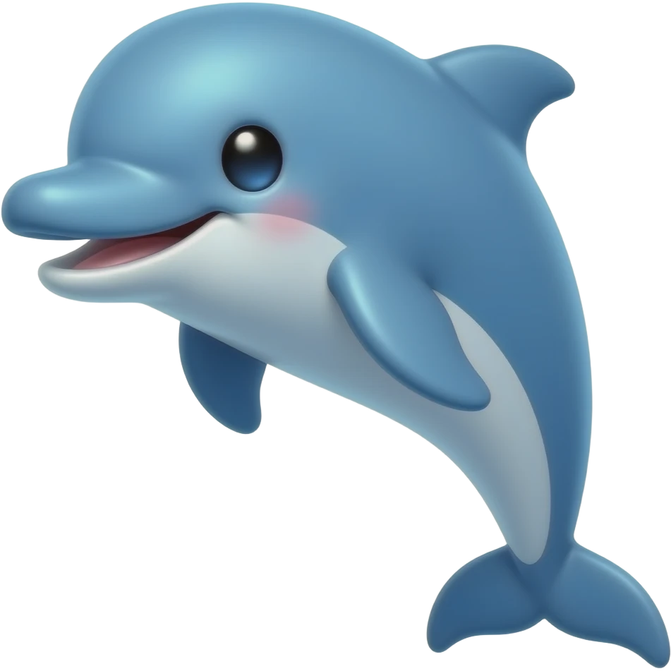 a very cute dolphin blue  glossy  smile emoji