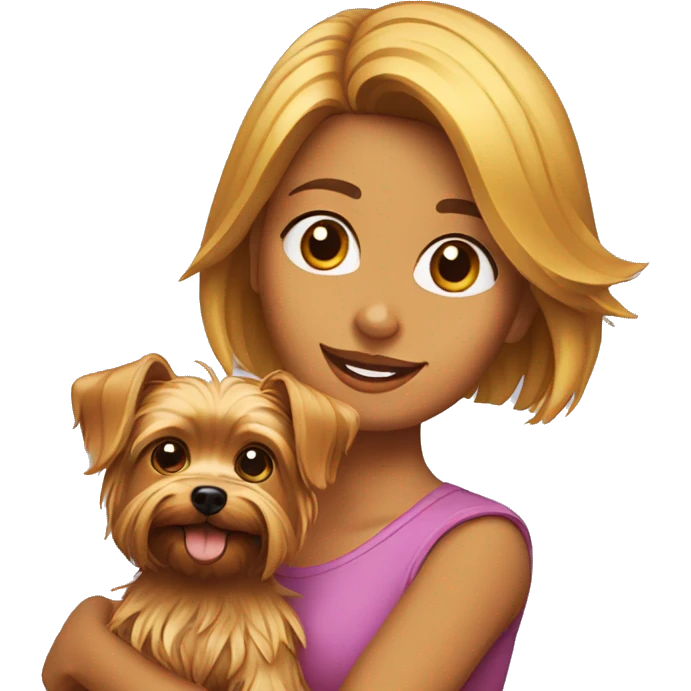chica con un perro yorkshire terrier emoji