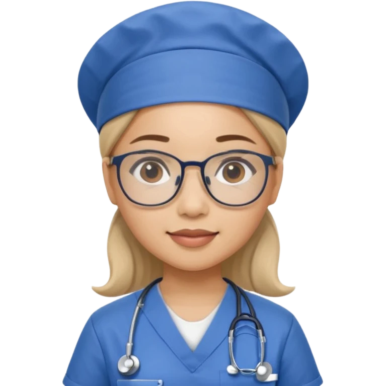 FILIPINA FEMALE NURSE WITH GLASSES, BLUE SCRUBS, AND CAP emoji