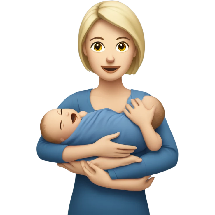 caucasian mother holding newborn baby emoji