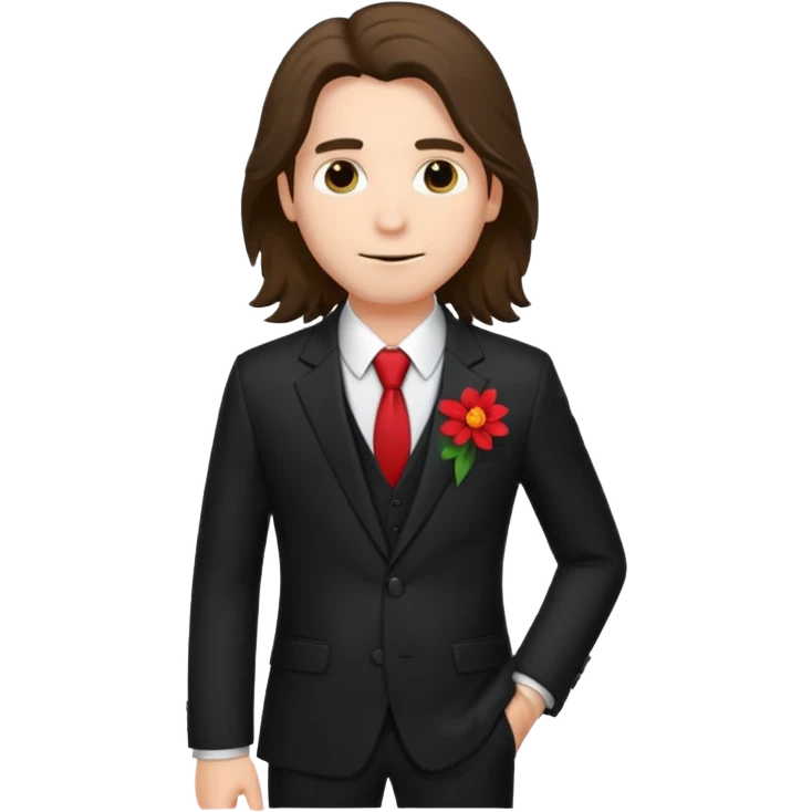 long haired man with flower in his suit pocket emoji