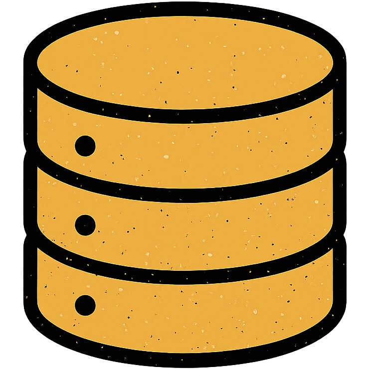 minimalist hoard of database cylinders with worn distressed effect emoji