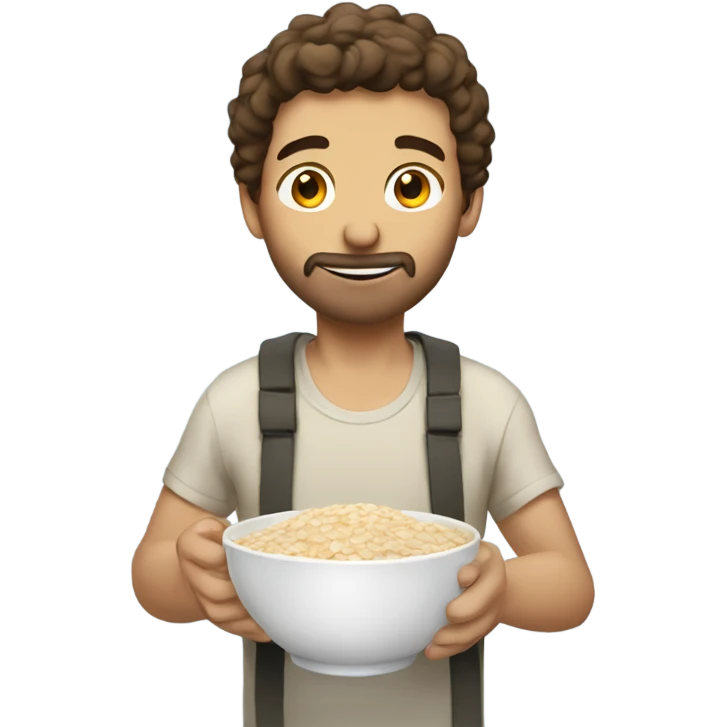 Tall guy eating oatmeal emoji