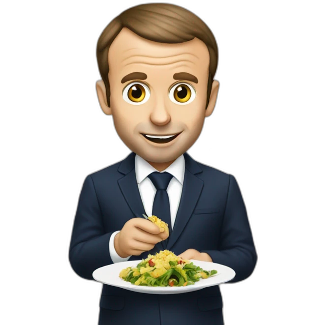 Emmanuel Macron eating à Bambou emoji