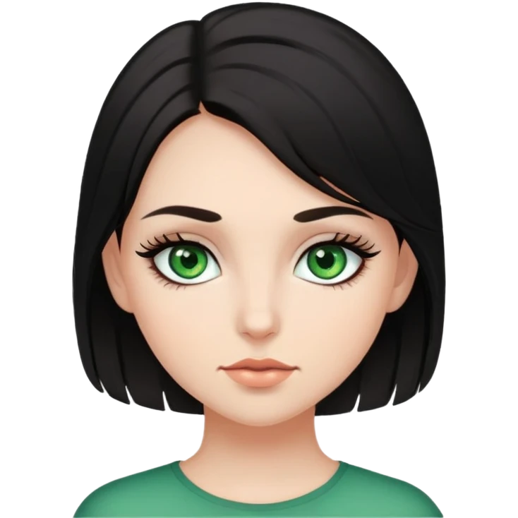 Eyelashes on girl with green eyes and dark hair emoji