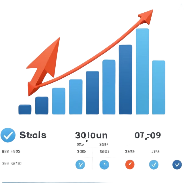 Professional presentation slide with compelling data chart and growth arrow emoji