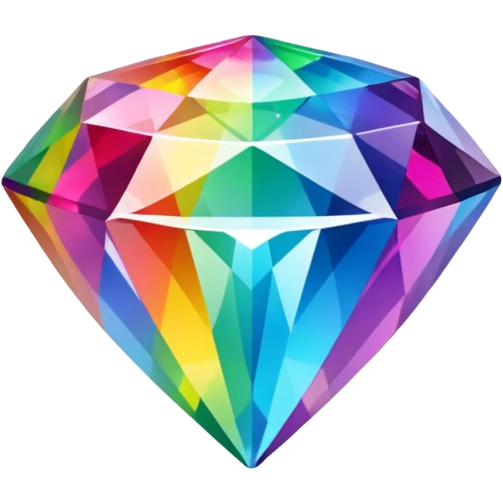 A 3d, not too detailed rainbow colored gem shaped prismatic icon emoji