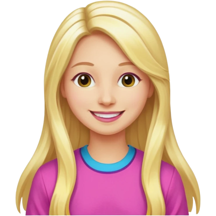 Illustrate Enid Sinclair with long blonde hair streaked with pink, colorful clothes & bright cheerful expression. emoji