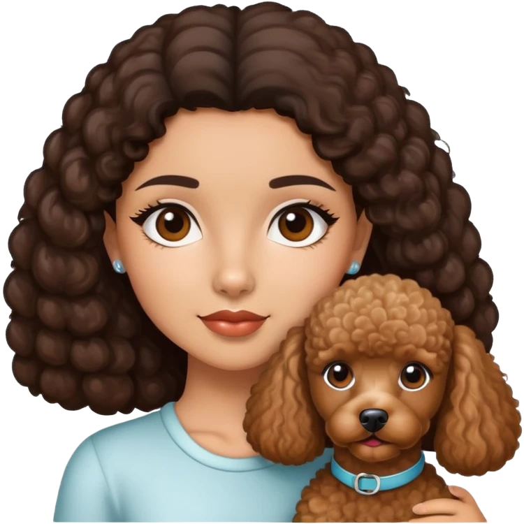 Hispanic girl morena with brown poodle emoji