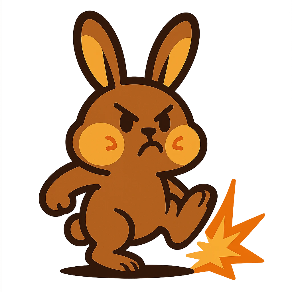 mocha bunny puffing cheeks, stamping foot, vibrant-toon style emoji