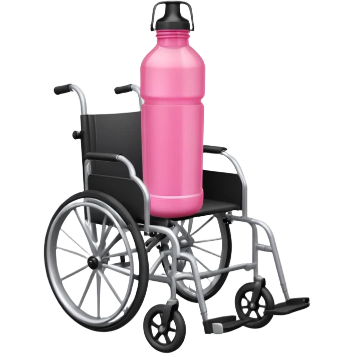 Pink water bottle sitting on a wheelchair with cars   emoji