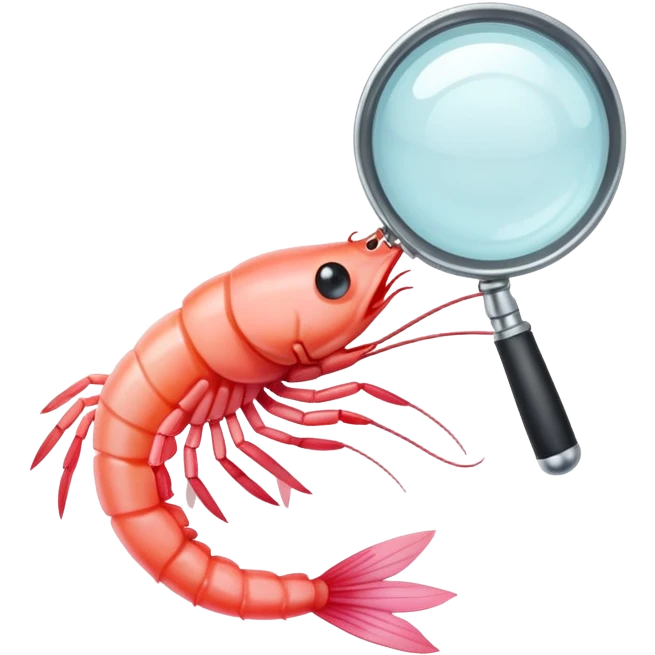 shrimp with magnifying glass emoji