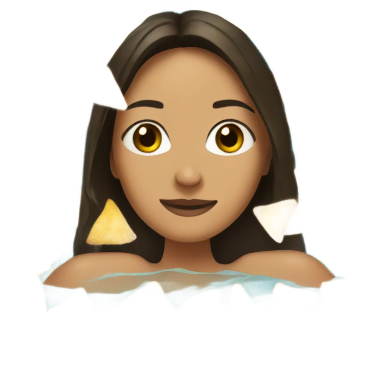 Brunette girl swimming in pool of nachos emoji