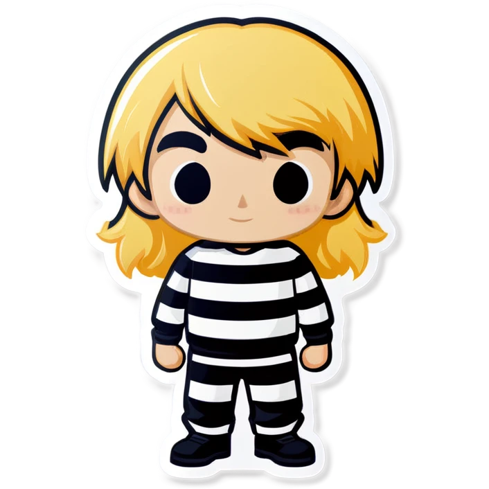 Robber with white stripes and blonde hair emoji