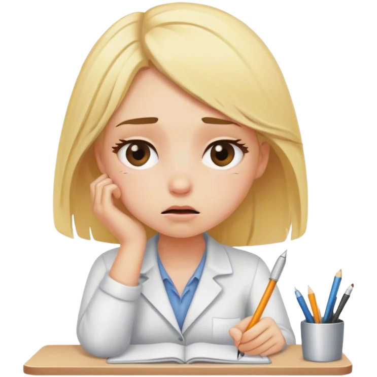 Blonde girl working hard and exhausted emoji